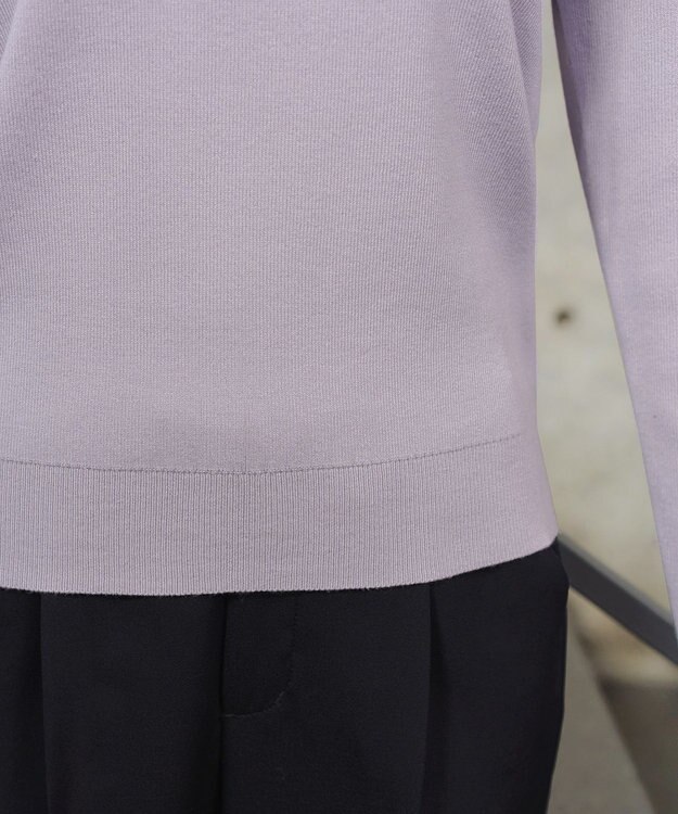 Tiaclasse L モックネックフリルニットトップス ラベンダー