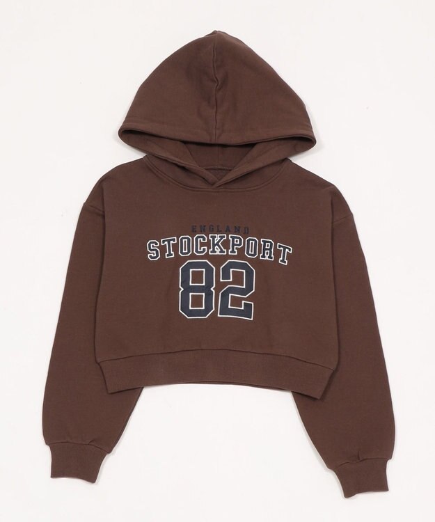 WEGO ロゴショートプルパーカー ブラウン