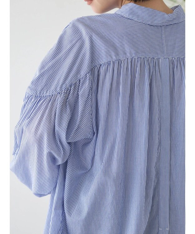 AMERICAN HOLIC カルゼギャザーシャツチュニック Stripe Navy