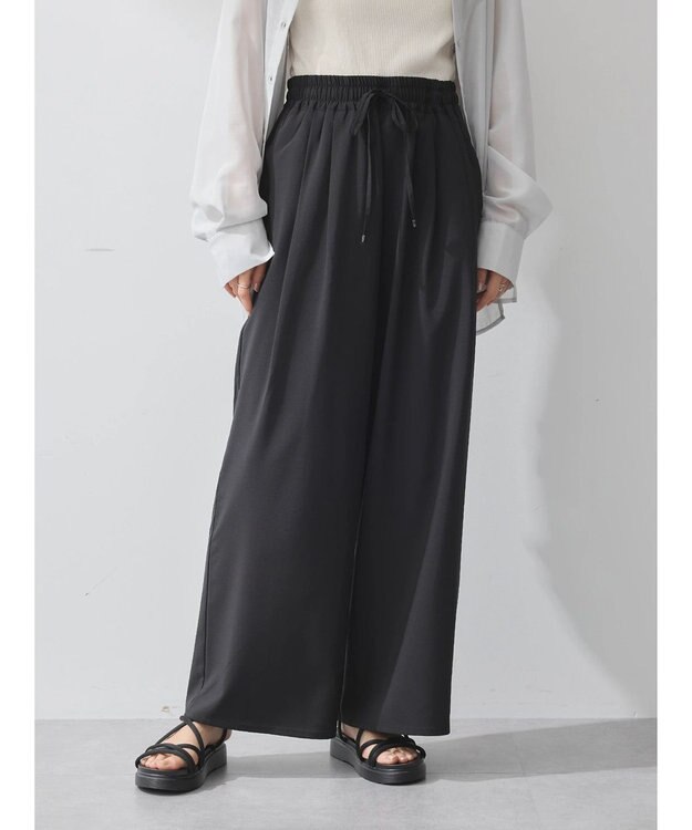 earth music&ecology ゆるてろワイドパンツ Black