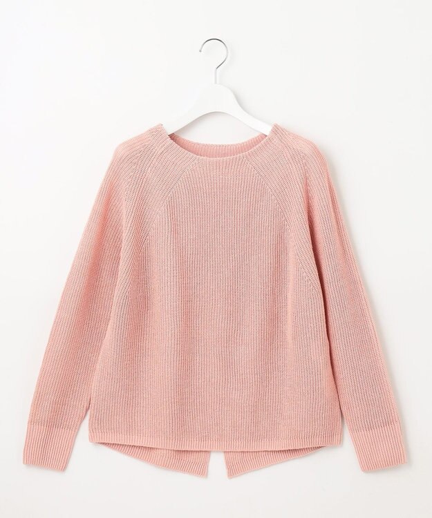 自由区 L 【カタログ掲載・WEB限定カラーあり・洗える】リネンミドルゲージボートネック ニット ライトピンク