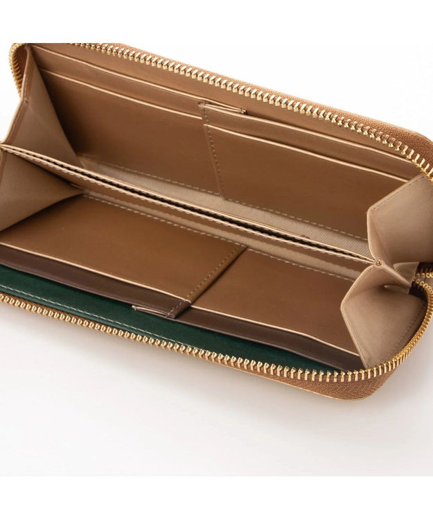 UNBILLION perche ジェムストーンチャームラウンド長財布 ゴールド