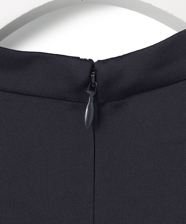 ICB L アセテートダブルサテン ランタンスリーブブラウス ネイビー