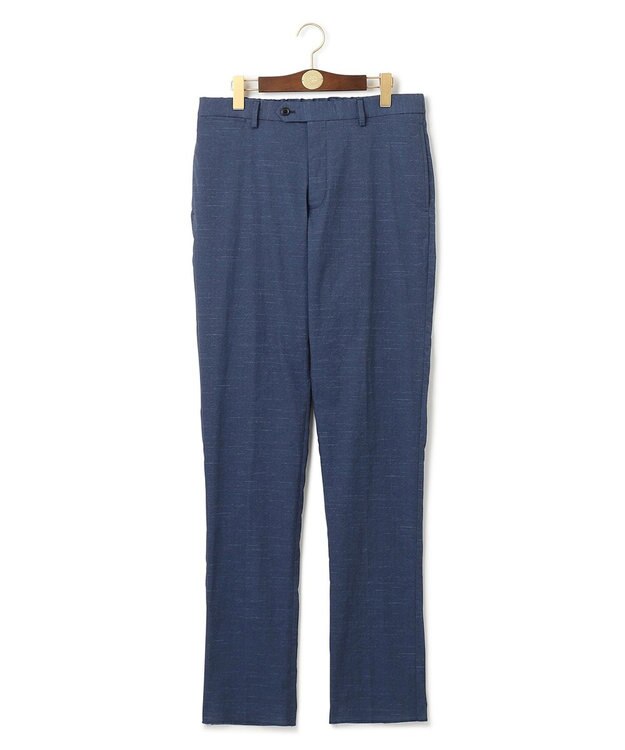 J.PRESS MEN 感動！？上品な見た目に着心地抜群なセットアップ【MECHANICAL】【超軽量 / 清涼感 / 洗える】ハイパワーストレッチ リネンルックパンツ ネイビー系