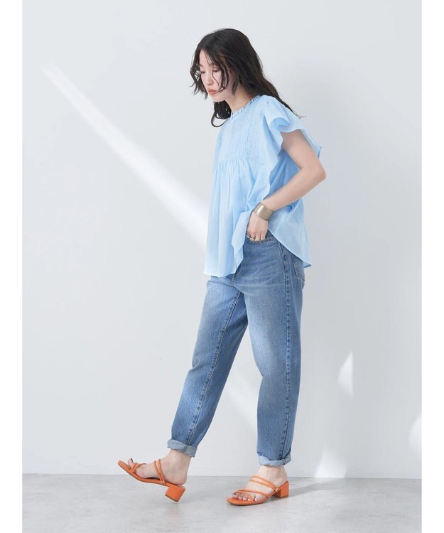 earth music&ecology コットンボイルフリルブラウス Sax