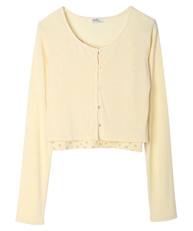 earth music&ecology ＳＥＴ２点カーディガン＋フラワーキャミ Yellow