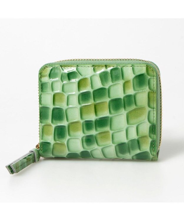 UNBILLION ペルケ perche / クロコエナメル・ジャバラカードウォレット グリーン