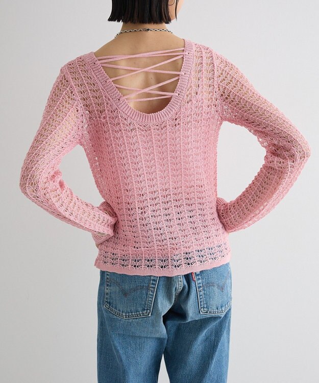 Green Parks ＳＥＴ２点　クロシェ風ニットプルオーバー Pink