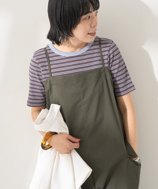 AMERICAN HOLIC リブ　５分袖トップス Charcoal Gray