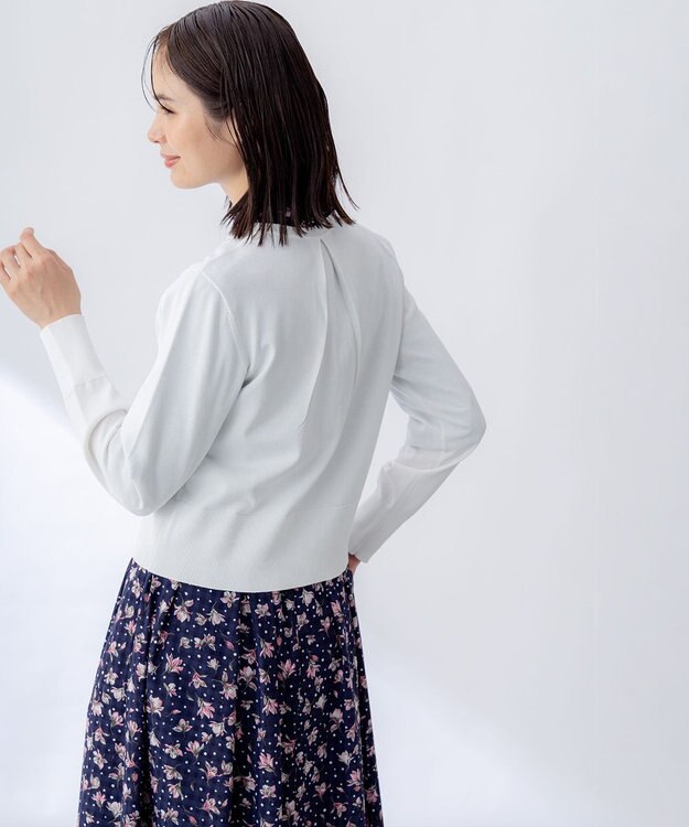 組曲 S フラワーメタル ニット カーディガン パールホワイト