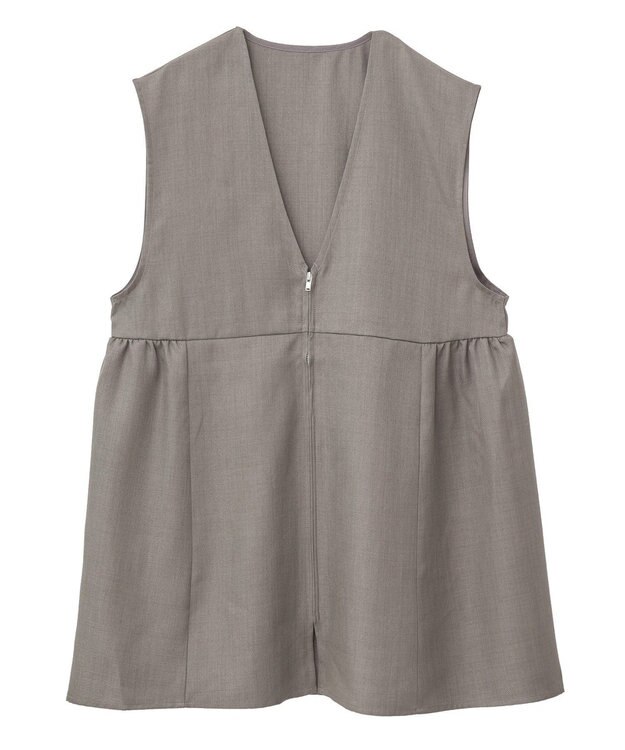 Green Parks 麻調ミディ丈ＺＩＰベスト Brown