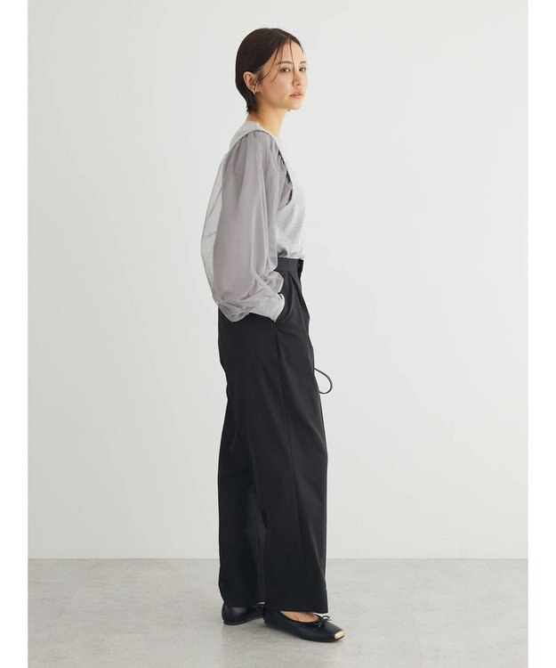 Green Parks 袖チュールドッキングリブプルオーバー Gray