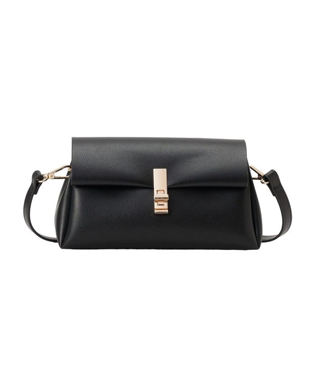 earth music&ecology 軽量フラップ三層ショルダーバッグ Black