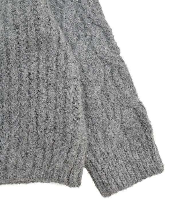 Green Parks ふわふわケーブルニットプルオーバー Gray Mixture