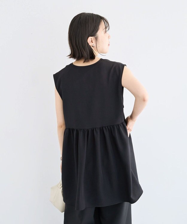 Green Parks 麻調ミディ丈ＺＩＰベスト Black