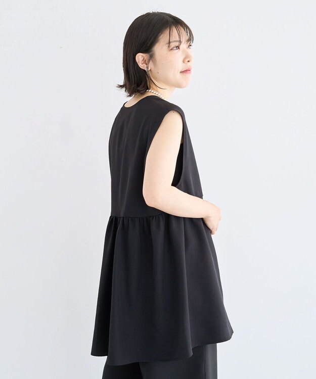 Green Parks 麻調ミディ丈ＺＩＰベスト Black