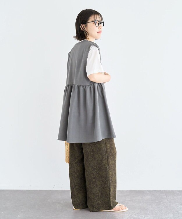 Green Parks 麻調ミディ丈ＺＩＰベスト Light Gray