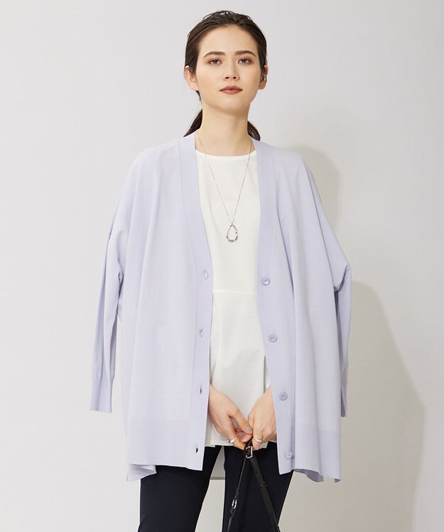 ICB 【洗える】ヴィスコースワイド カーディガン ライラックグレー系