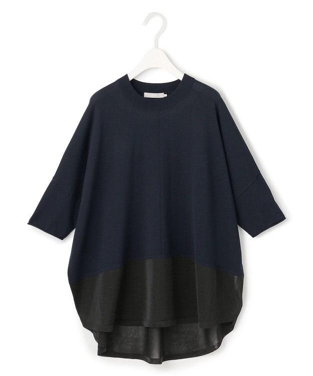 ICB L 【接触冷感・UVカット・洗える】VIS/NYハイゲージ シアーコンビニット ネイビー×ブラックシアー系