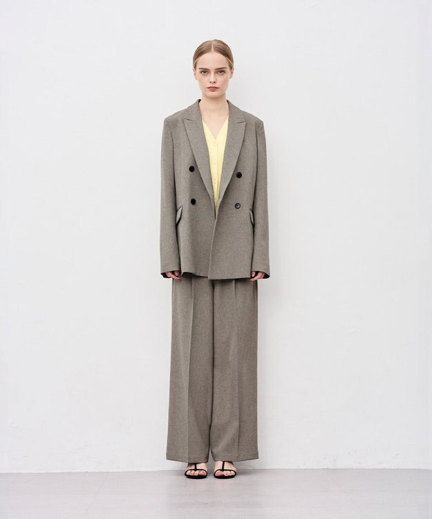 uncrave ウォッシャブルウールライクツイル ジャケット シャンブレーチャコール