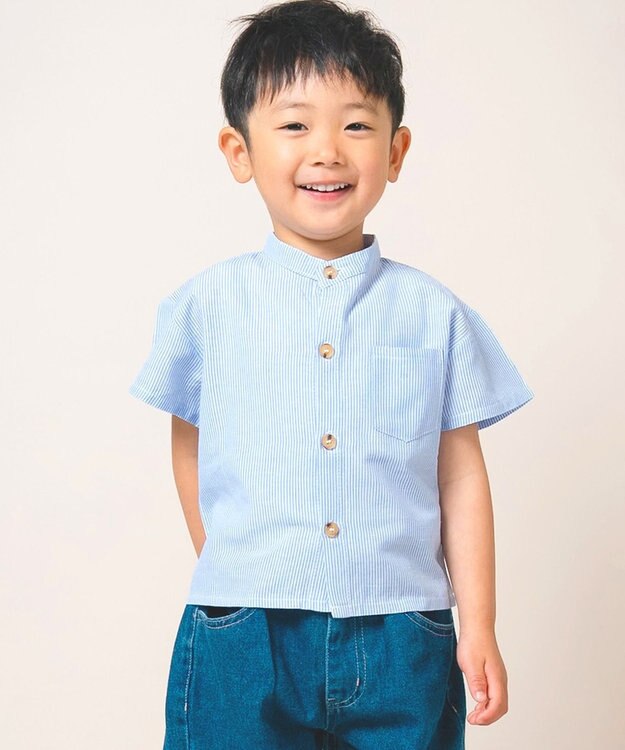 ami amie バンドカラーシャツ サックス