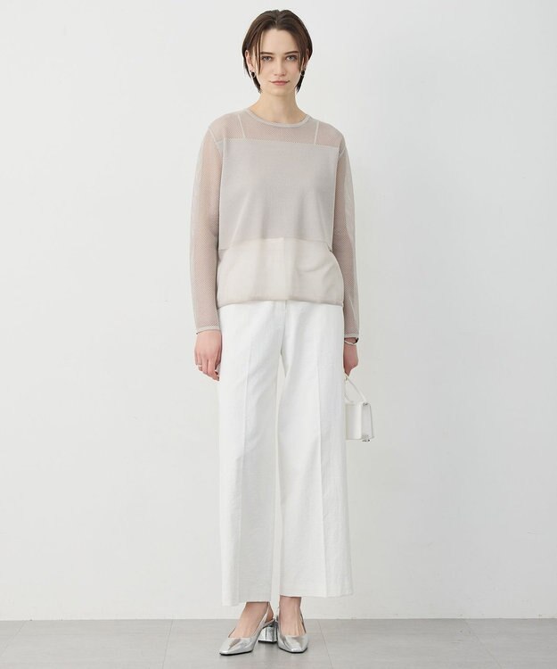 ICB L パネルパターンメッシュ ニットプルオーバー トープ