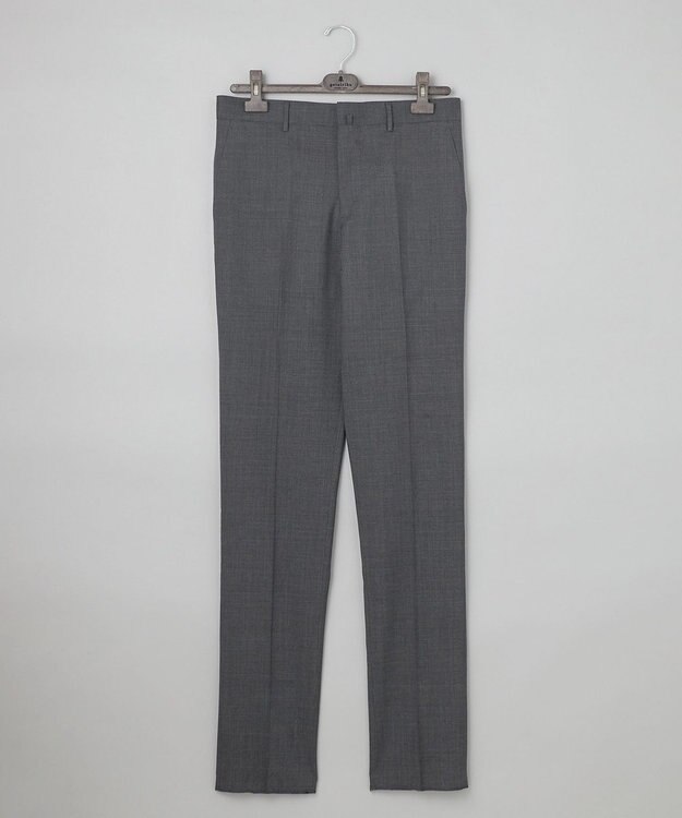 GOTAIRIKU ロングセラー【洗える/折り目加工/シワになりにくい/ウエストアジャスター】ウォッシャブル サマーウール100％パンツ_限定色(ノータック)25年モデル 新色/グレー×細チェック