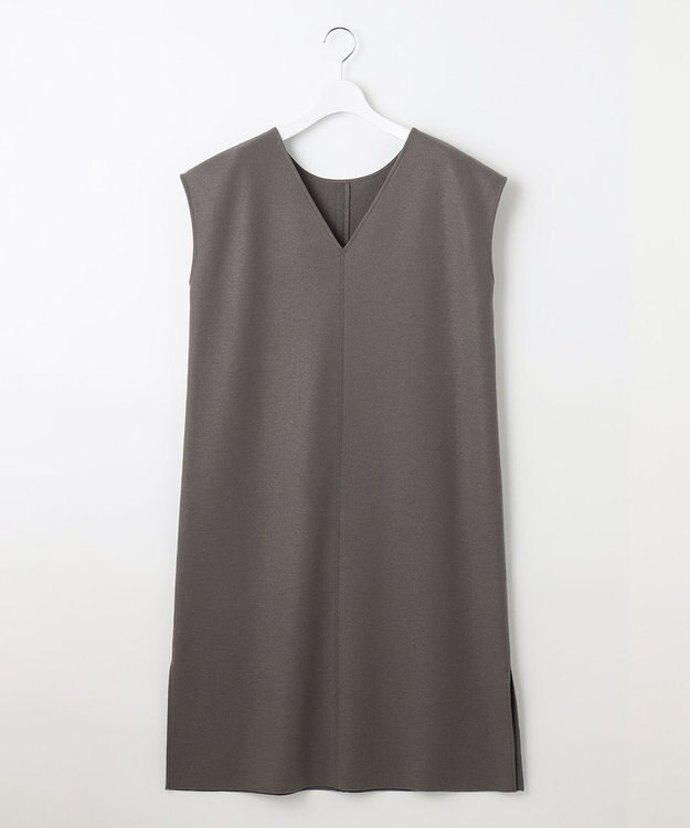 自由区 【WEB限定】ウールミルドジャージー Vネックジャンパースカート グレー系