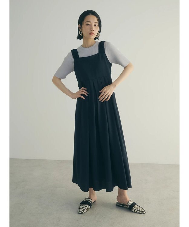 Green Parks armonia.ギャザーストラップワンピース Navy