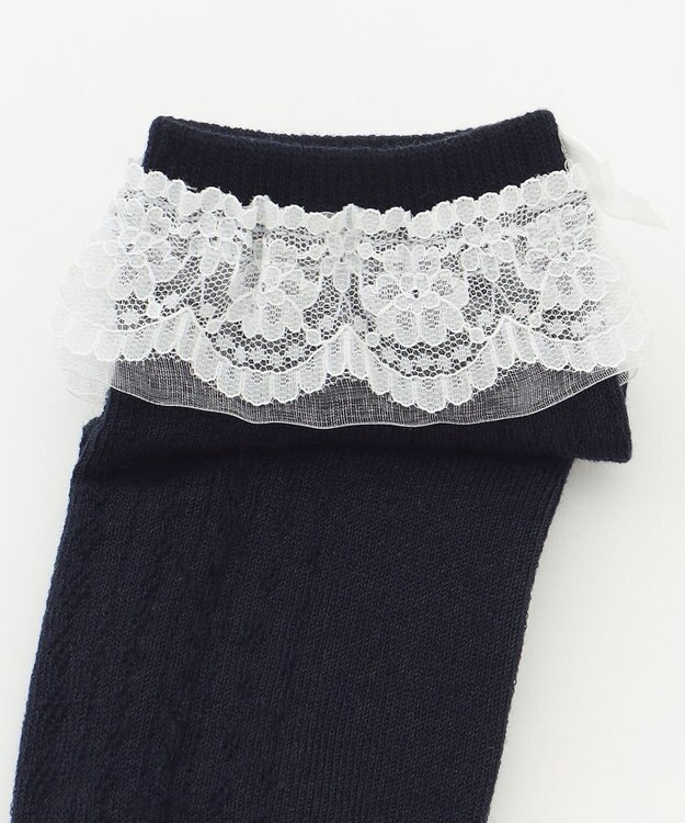 ANY KIDS 【日本製】レース ショート ソックス ネイビー
