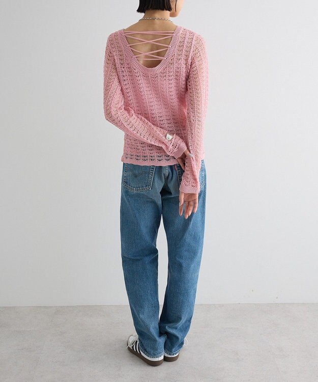 Green Parks ＳＥＴ２点　クロシェ風ニットプルオーバー Pink