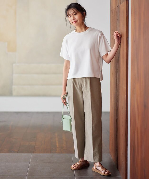 ANY 【吸水速乾/イージーケア/ストレッチ/ウエストゴム/洗濯機可能】ドライチノタックパンツ ライトモカ