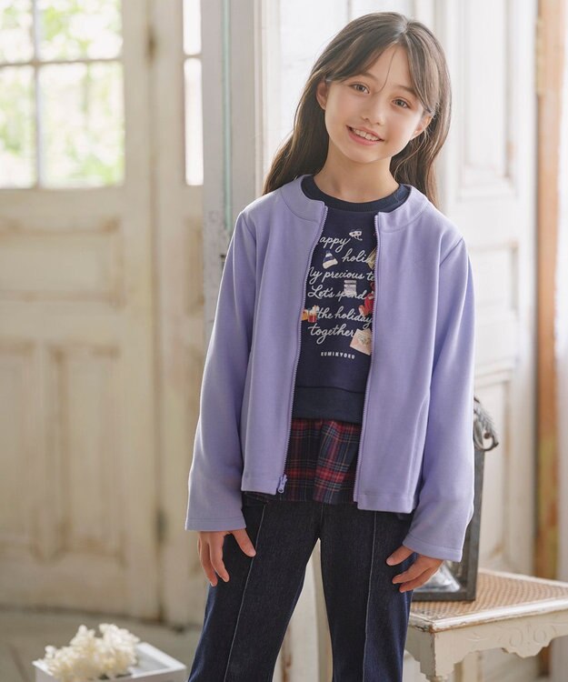 組曲 KIDS 【110-140㎝】3Way アウター ベージュ×ラベンダー