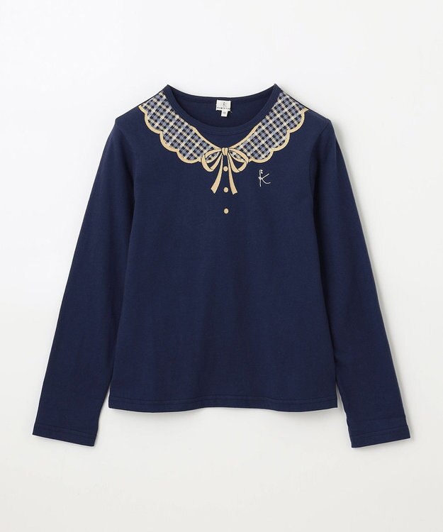 組曲 KIDS 【150-160㎝】トロンプルイユロン Tシャツ ネイビー
