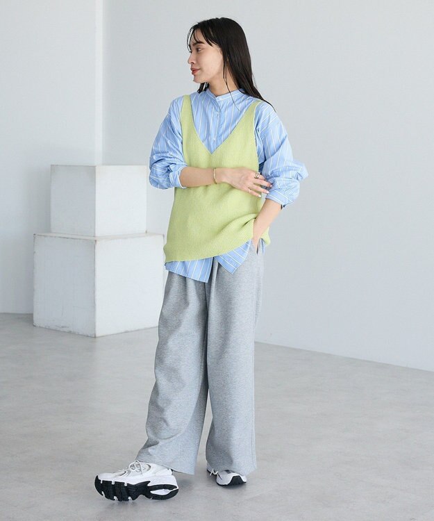 CRAFT STANDARD BOUTIQUE バンドカラーシャツ Stripe Blue