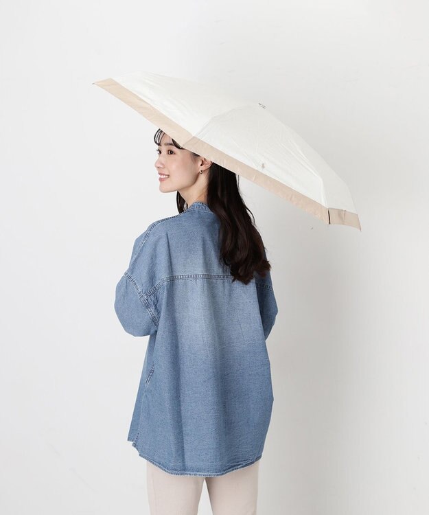 MOONBAT 【WEB限定】POLO RALPH LAUREN(ポロ ラルフローレン) 晴雨兼用日傘 折りたたみ傘 コンパクト PPワンポイント刺繍 一級遮光 遮熱 UV オフ×ベージュ