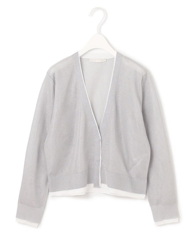 ICB 【洗える】 シアーレイヤードカーディガン ライトグレー×オフホワイト系