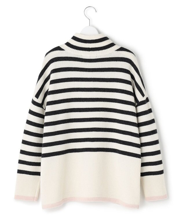 23区 【CLASSY.1月号掲載】ウールナイロン ボーダー ハイネック ニット アイボリーボーダー
