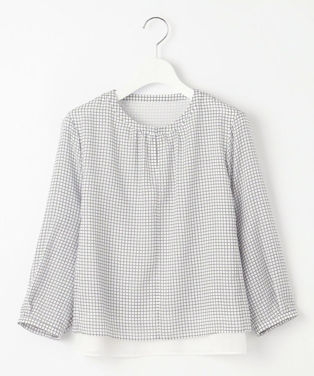 J.PRESS LADIES チェックプリント カットソー ホワイトベース系