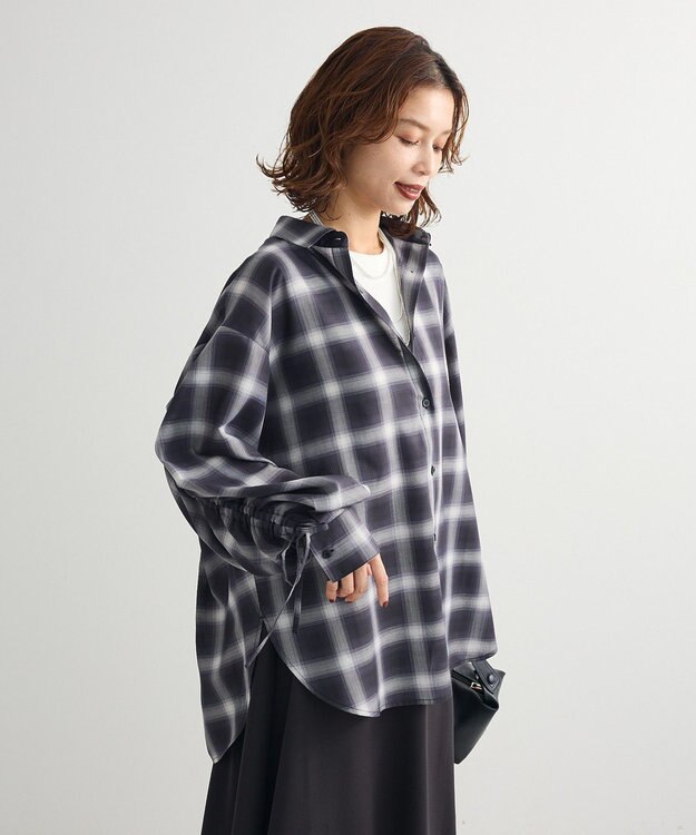 Green Parks ・ＥＬＥＮＣＡＲＥ　ＤＵＥ　チェックギャザーシャツ Black