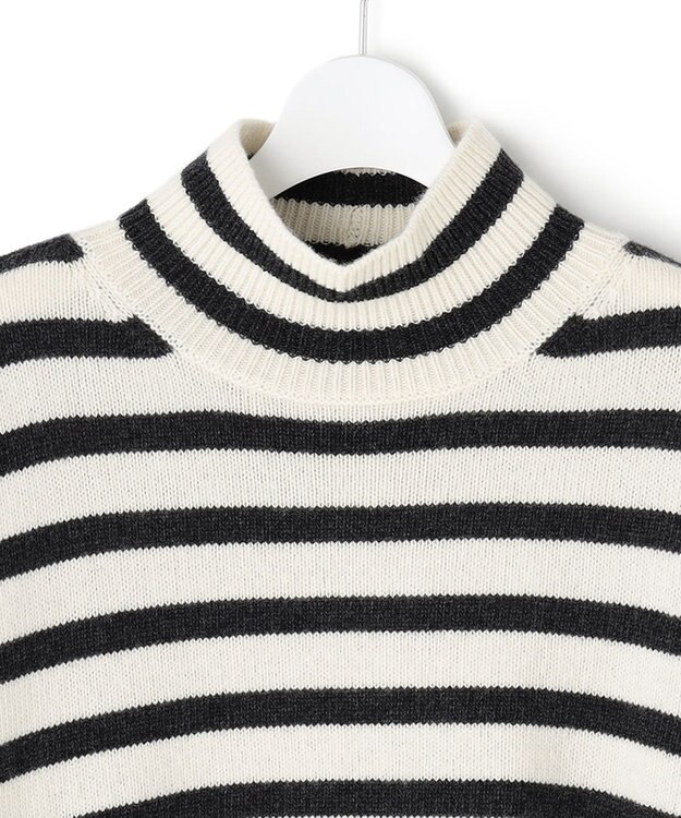 23区 【CLASSY.1月号掲載】ウールナイロン ボーダー ハイネック ニット アイボリーボーダー