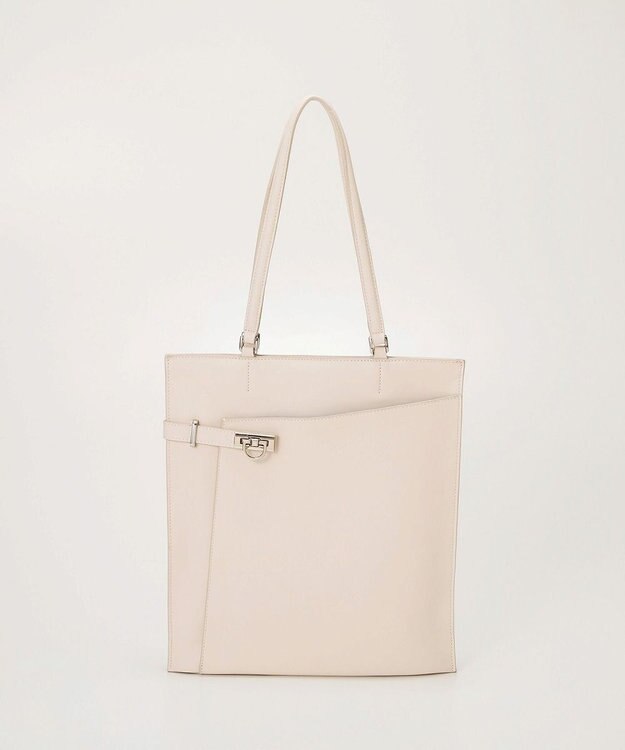 TOPKAPI 【TREASURE TOPKAPI】ベルトデザイン レザー フラット トートバッグ A4対応 ホワイト