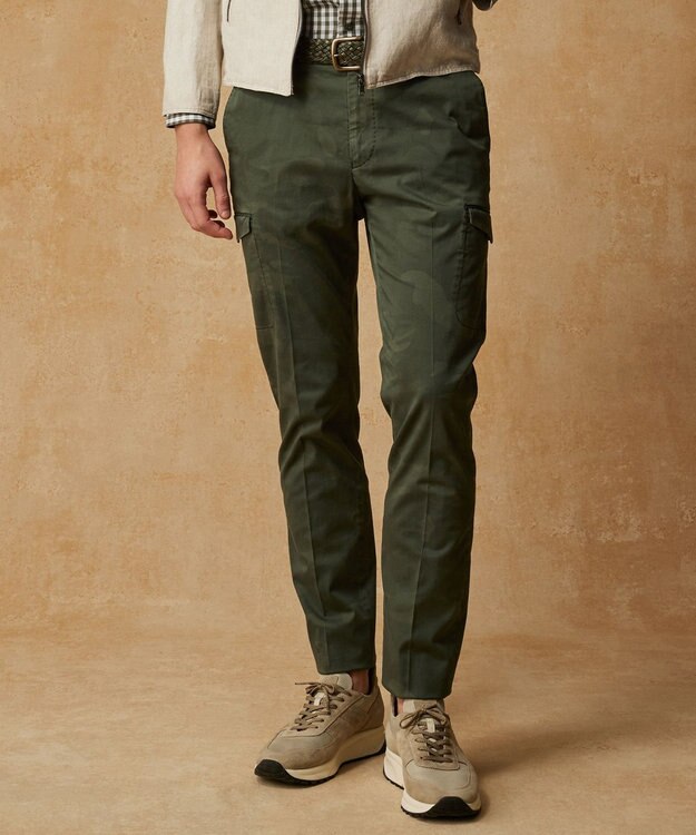 JOSEPH ABBOUD 【イタリア素材/製品染め/ウエストも伸びる!】迷彩ガーメンドダイ パンツ カーキ系7