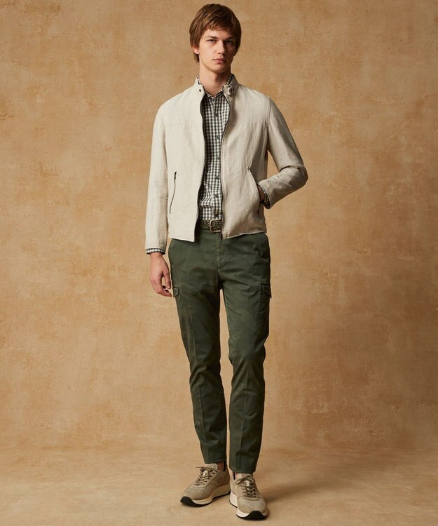 JOSEPH ABBOUD 【イタリア素材/製品染め/ウエストも伸びる!】迷彩ガーメンドダイ パンツ カーキ系7