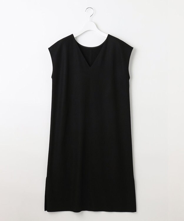 自由区 【WEB限定】ウールミルドジャージー Vネックジャンパースカート ブラック系