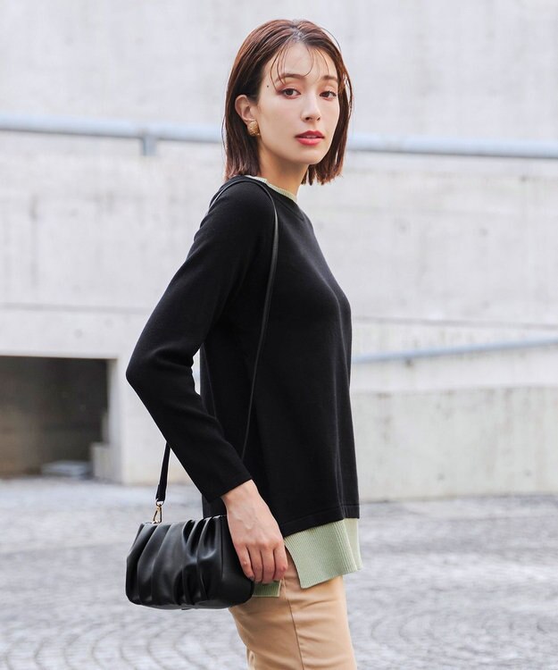 Tiaclasse 【安田美沙子さん着用・2WAY】ギャザーワンハンドルバッグ ブラック