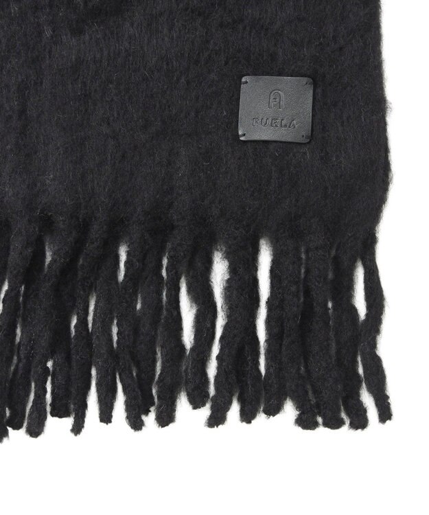 MOONBAT 【WEB限定】FURLA ウール混 ボリューム無地マフラー/幅25cm ブラック