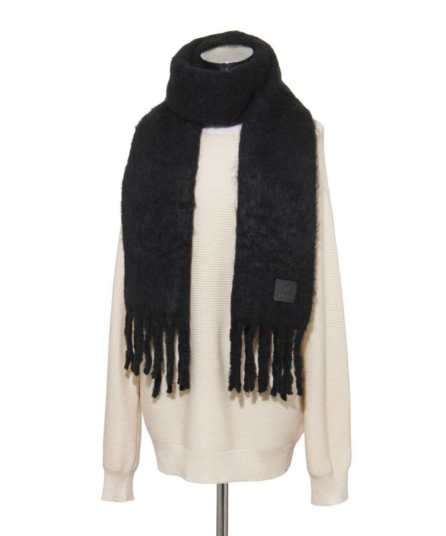 MOONBAT 【WEB限定】FURLA ウール混 ボリューム無地マフラー/幅25cm ブラック