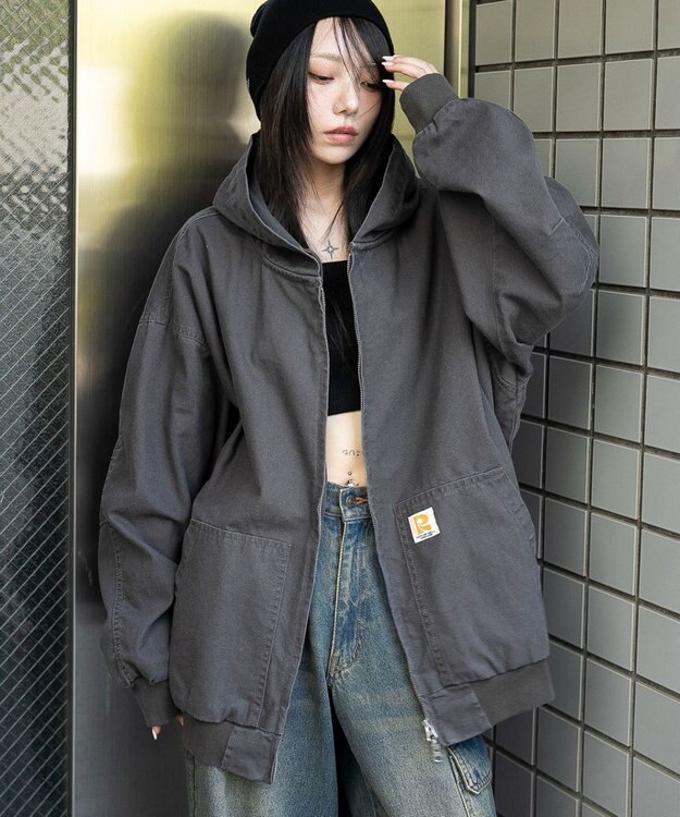 WEGO ワーカーズフードブルゾン ブラック中濃色