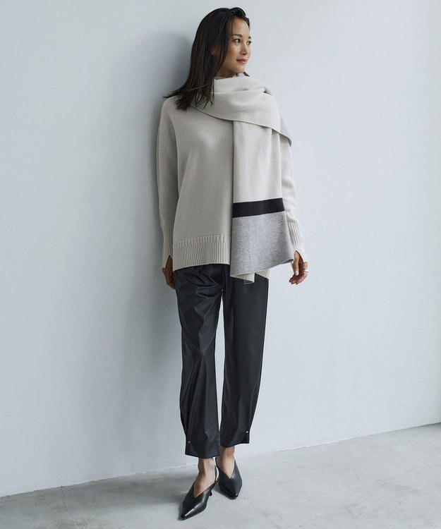 ICB 【洗える】 ライトフェイクレザー バレルパンツ ブラック系